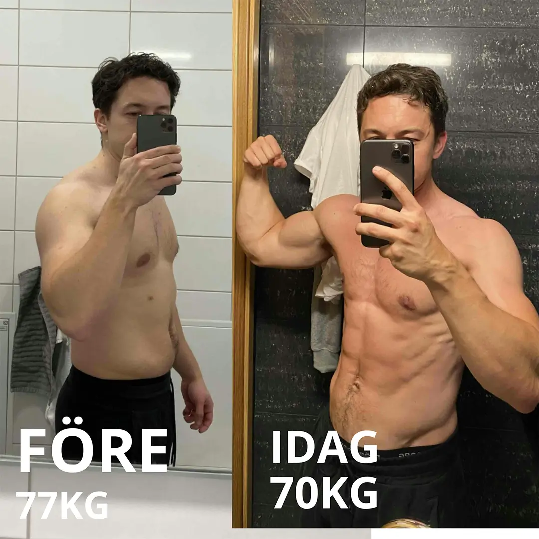 Young male flexing muscles in the mirror